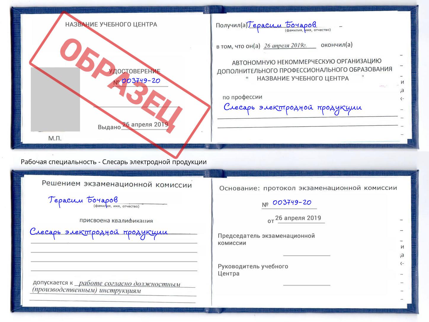 Слесарь электродной продукции Асбест