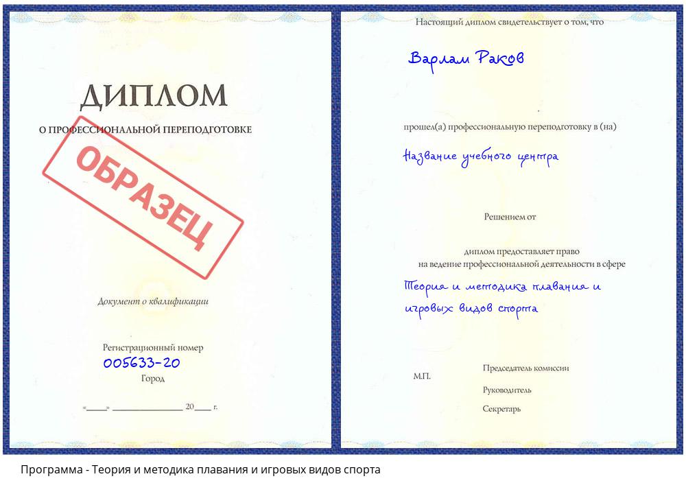 Теория и методика плавания и игровых видов спорта Асбест